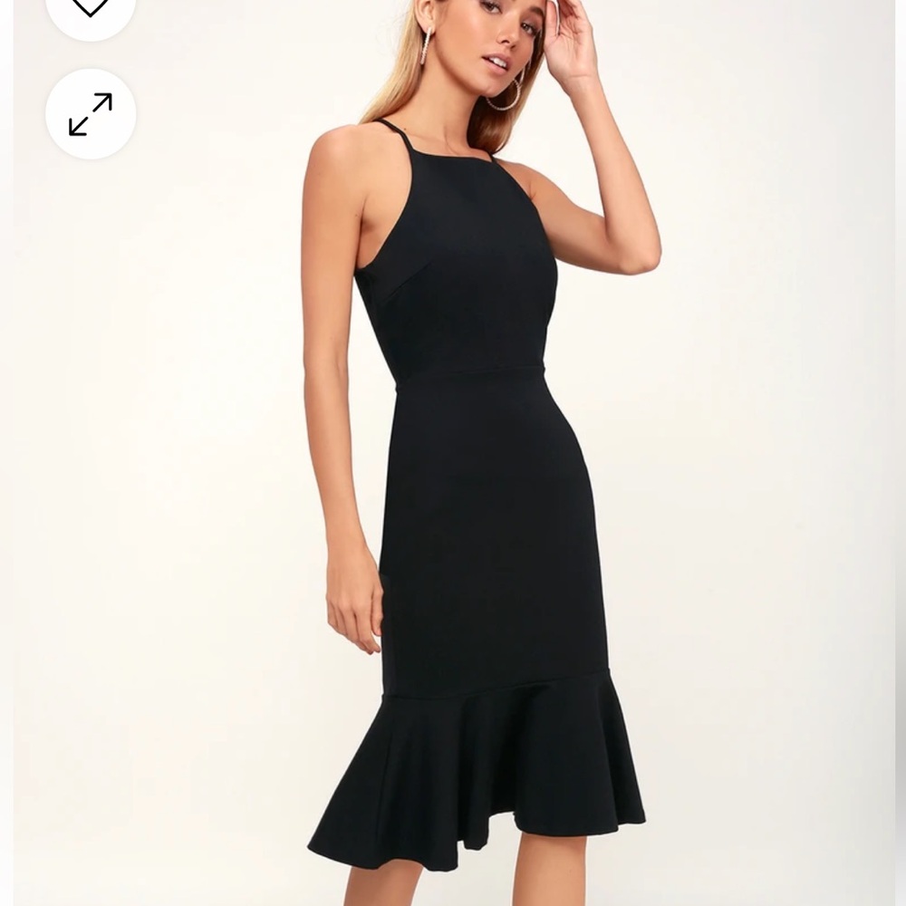 Lulus This Could Be Love Bodycon Midi Dress in Black, Size XSmall, EUC